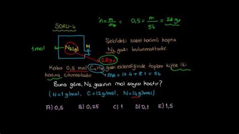 Mol ile Hacim İlişkisi Konu Anlatımı Videolu Örnek Soru Çözümü Kunduz