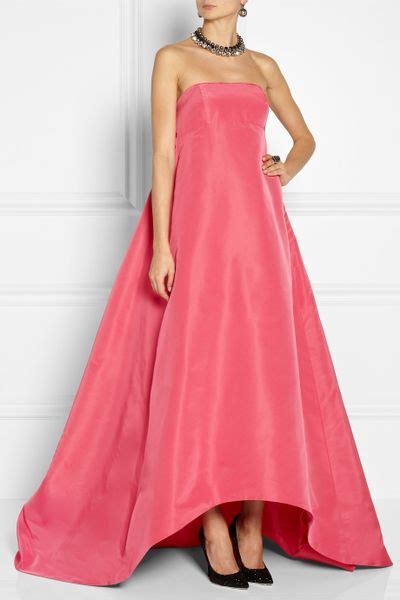 Oscar De La Renta Pleated Silkfaille Gown In Pink Lyst