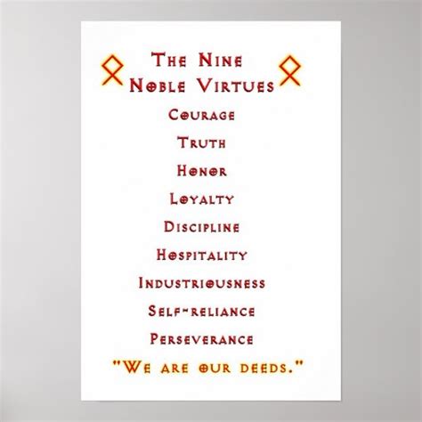 Nine Noble Virtues Poster | Zazzle