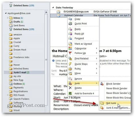 How To Mark Outlook Email As Not Junk
