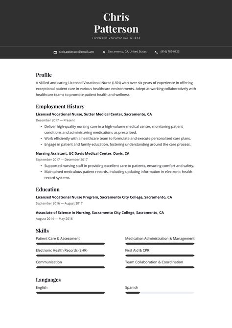 Lvn Resume Examples Templates Resume Io