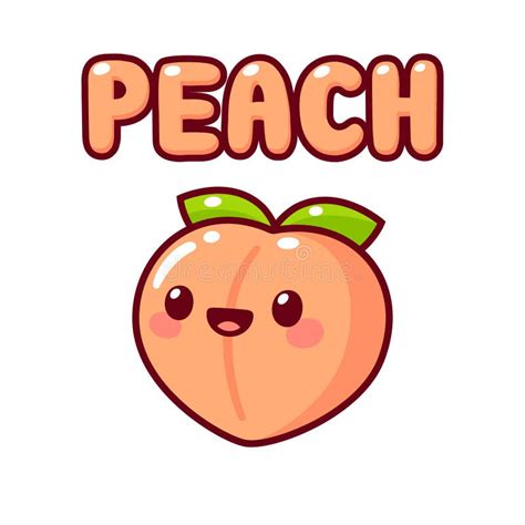 Cute Cartoon Peach Kawaii Peach Stock Vector Illustration Of Healthy