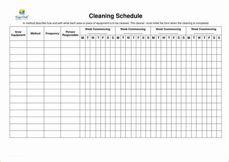 Free Weekly Cleaning Schedule Template Prntbl Concejomunicipaldechinu