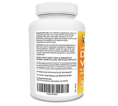 Dr. Berg Vitamin D3 + K2, витамины Д3 + К2 (10000 МЕ), 120 капсул ...