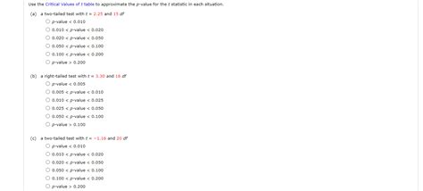 Solved Use the Critical Values of \\( t \\) table to | Chegg.com