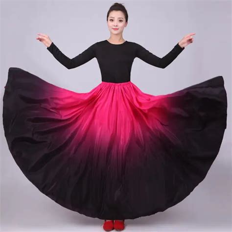 80cm85cm90cm Big Hem 720 Women Silk Long Skirt Silk Gradient Color