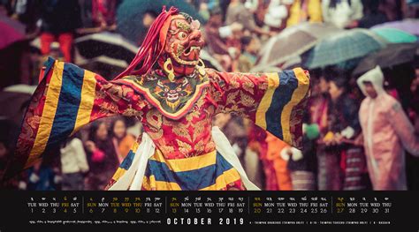 Bhutanese Desktop Calendar October 2019 All Bhutan