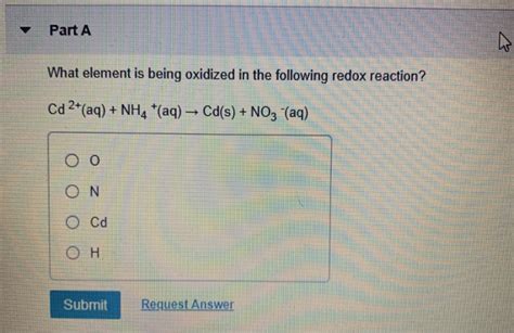 Solved Part A What Element Is Being Oxidized In The Chegg