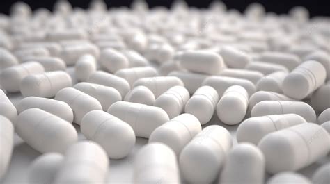 D Illustration Of A Pile Of White Capsule Antibiotic Pills Background