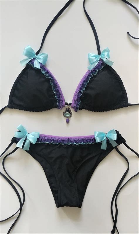 PASTEL GOTH BIKINI Scrunch Brazilian Bikini Gothic Lolita Victorian Steampunk Cheeky Ruffle