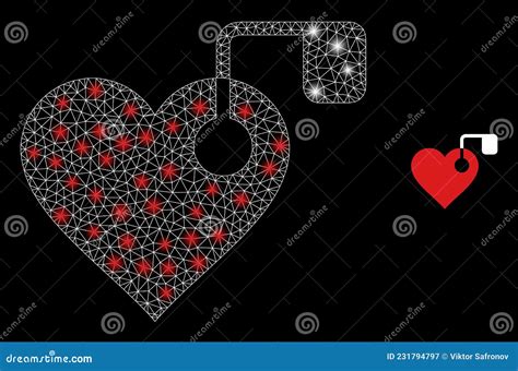 Polygonal D Mesh Heart Pacemaker With Light Spots Stock Vector