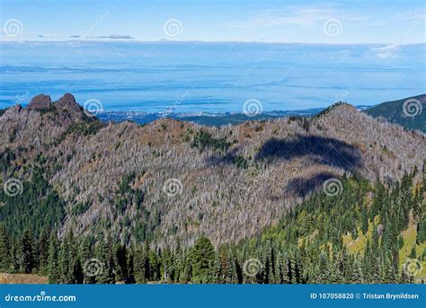 Vista Of The Strait Of Juan De Fuca From Hurricane Hill Stock Photo