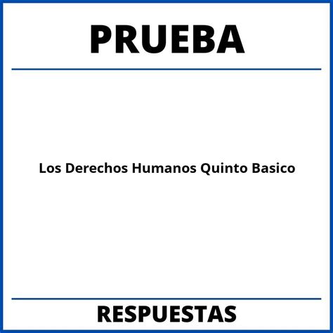 Prueba De Los Derechos Humanos Quinto Basico