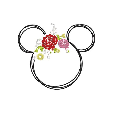 Floral Minnie Spring Wreath Machine Embroidery Design Perfect For Epcot Flower And Garden