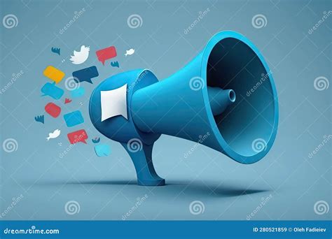 Megaphone With Speech Bubbles On Blue Background Stock Illustration