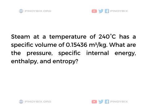 Solution What Are The Pressure Specific Internal Energy Enthalpy