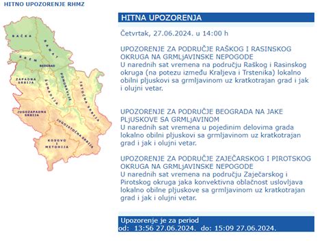 Hitno Upozorenje Rhmz Estoko E Se Obru Iti Na Beograd A Alarm Gori