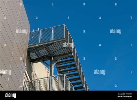 Fire Escape Staircase Pedestrian Passage For Emergency Exit Particular Structure In Galvanized