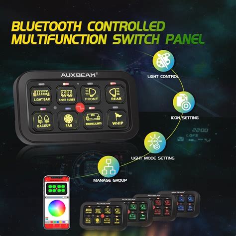 AUXBEAM 8 Gang RGB Switch Panel Light Bluetooth Control For Can Am