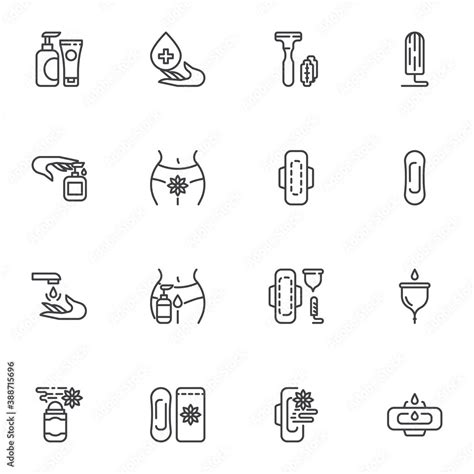 Intimate Hygiene Menstruation Line Icons Set Outline Vector Symbol