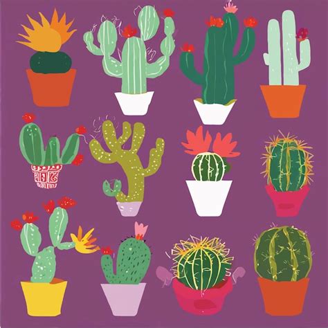 Premium Vector Vector Set Of Cacti