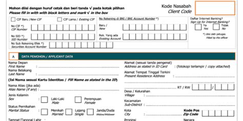 Cara Mengisi Formulir Pembukaan Rekening Perorangan Lidah Tekno