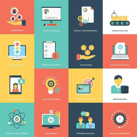 Pack Of Project Management Flat Icons 27839441 Vector Art At Vecteezy