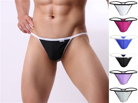 US Stock Sexy Mens T Back G String Thong Bikini Underwear Micro Mesh Sheer Pouch EBay