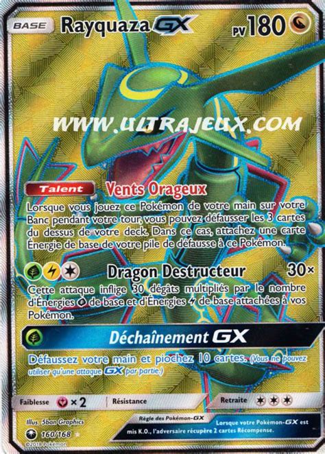 Ultrajeux Rayquaza Gx Carte Pok Mon Cartes L Unit Fran Ais