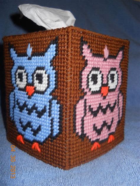 Owl Tissue Box Cover Plastic Canvas By Spydercrafts On Etsy