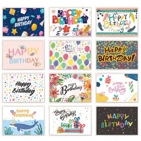 12pcs Happy Birthday Greeting Card With Envelope Birthday Party ...