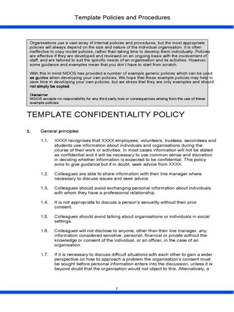 2024 Confidentiality Policy Template Fillable Printable Pdf And Forms Handypdf