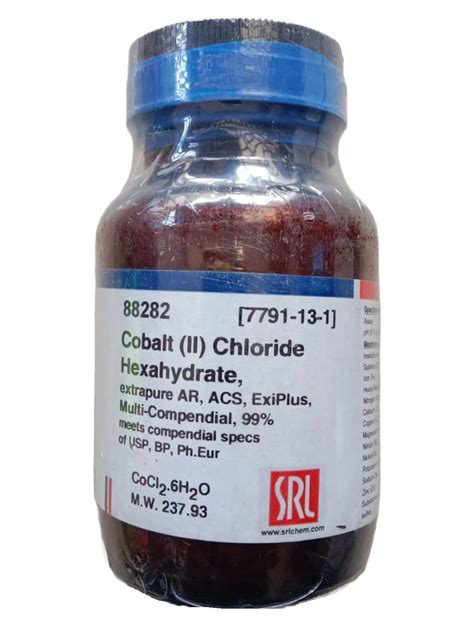 SRL Cobalt II Chloride Hexahydrate Extrapure 100Gm AR ACS Grade 99