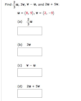 Solved Find U 3v V U And 2u 5v U 8 9 V 2 9 Chegg