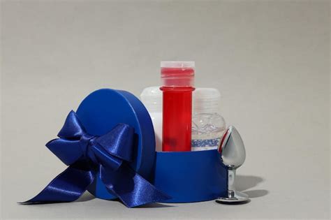 Premium Photo Lubricant And Anal Plug In A Gift Box