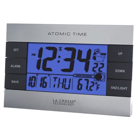 La Crosse Technology Atomic Alarm Clock Indoor Temperature and Moon ...