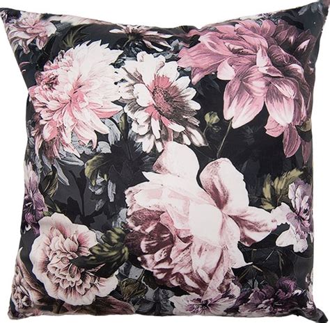 Clayre Eef Kussenhoes X Cm Zwart Roze Polyester Bloemen