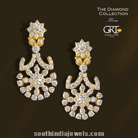 Stunning Diamond Earrings From GRT Jewellers ~ South India Jewels