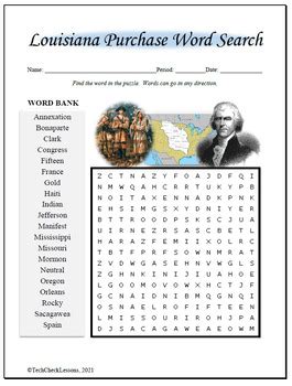 The Louisiana Purchase Word Search Puzzle By Techcheck Lessons Tpt