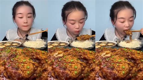 Mukbang Asmr Show Roasted Pork With Rice Boiled Meatball With Spicy