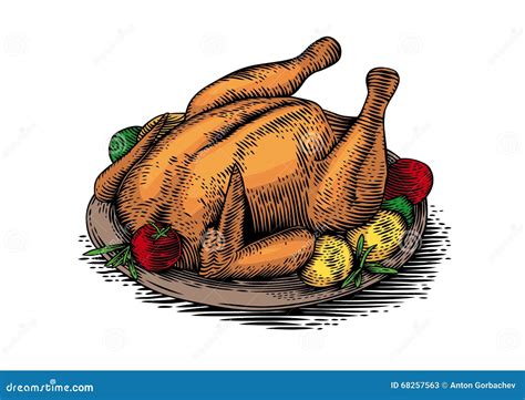 Baked Chicken. Vector Drawing | CartoonDealer.com #50891484