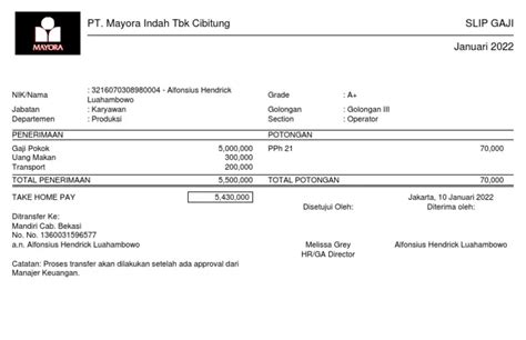 Berapa Gaji Pt Mayora Indah Tbk Terbaru 2024