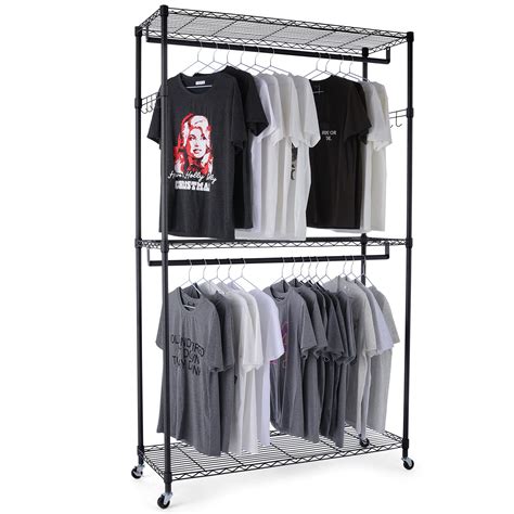 Buy Homdox Rolling Garment Rack With Double Rod Heavy Duty Clothing