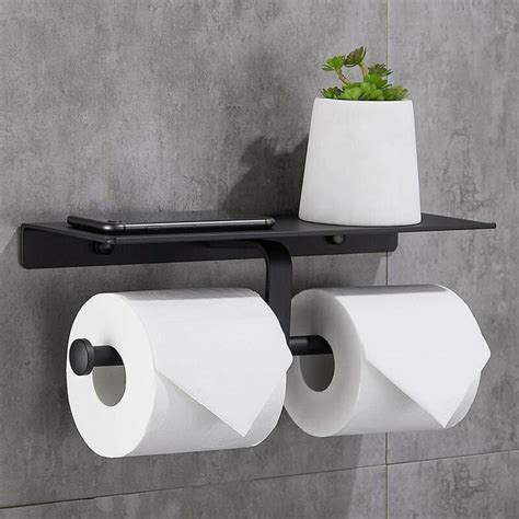 Porte Papier Toilette Fermacarta Supporto Per Telefono Bagno Nero