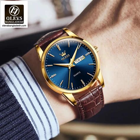 Original Olevs Luxury 6898 Model Leather Belt Watch for Men – Official ...