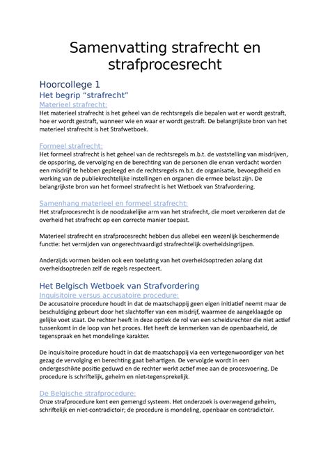 Samenvatting Strafrecht En Strafprocesrecht Samenvatting Strafrecht