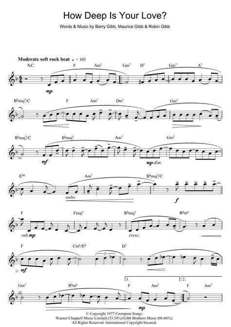 How Deep Is Your Love By Bee Gees Sheet Music For Flute Solo At Sheet