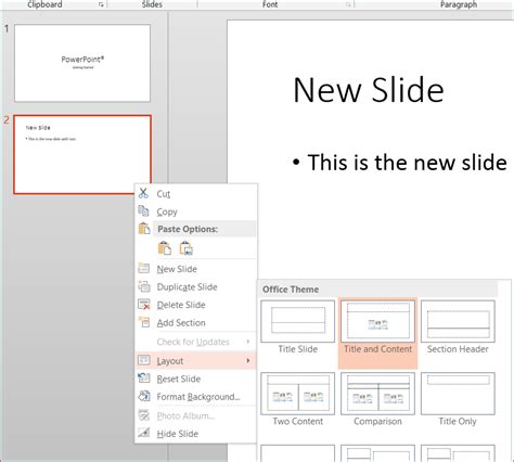 Getting Down To Work Microsoft Powerpoint Slide Options Menu