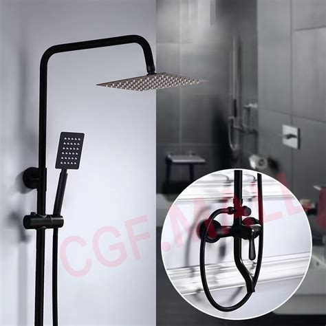 304 Stainless Steel 4 In 1 Hot And Cold Square Matte Black Shower Set With Faucet Shopee