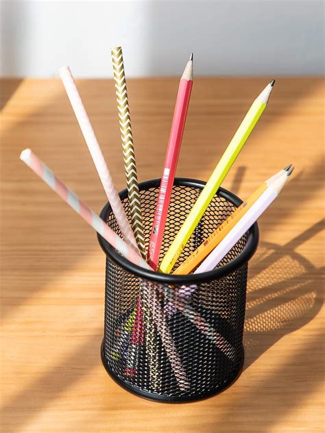 Saikvi Packs Wire Mesh Pencil Holder Metal Pen Cup Desk Pen Organizer